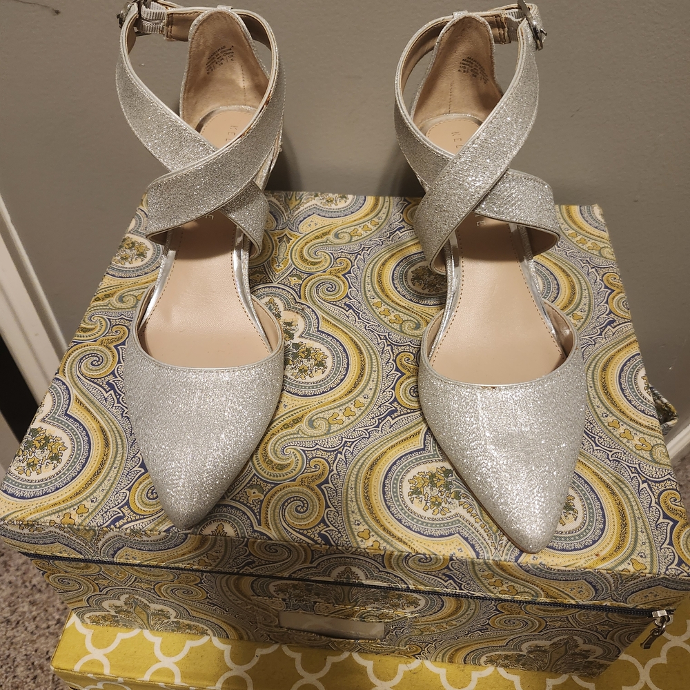 Kelly & Katie Silver Glitter Heels